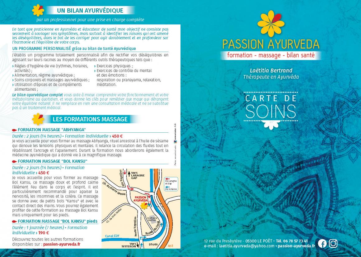 carte des soins passion ayurveda