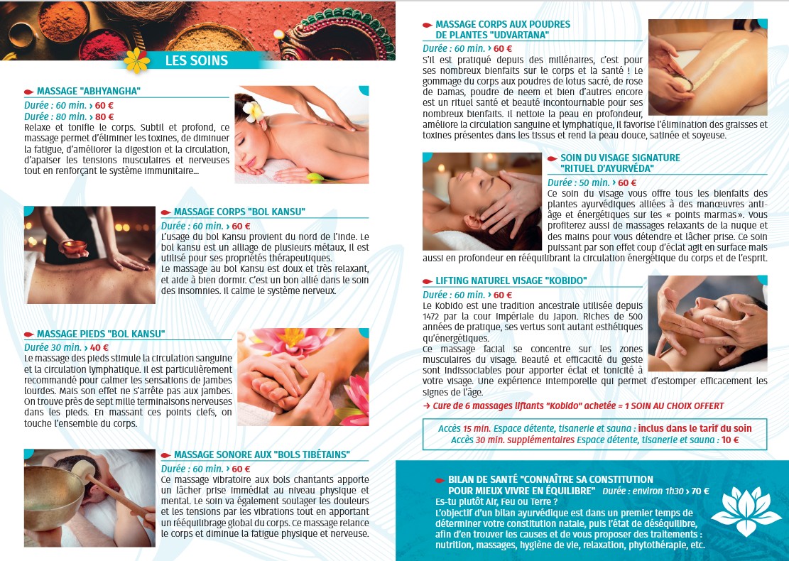 carte des soins passion ayurveda