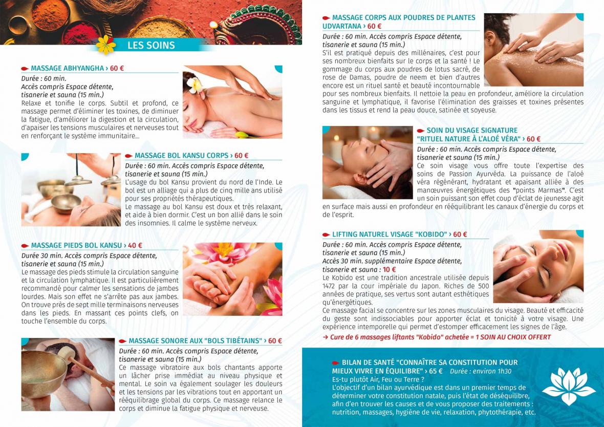 carte des soins passion ayurveda